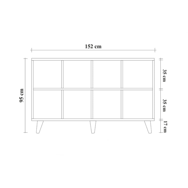Mobile stile industriale con ante e vani a giorno cm 152x35x92h - vari colori
