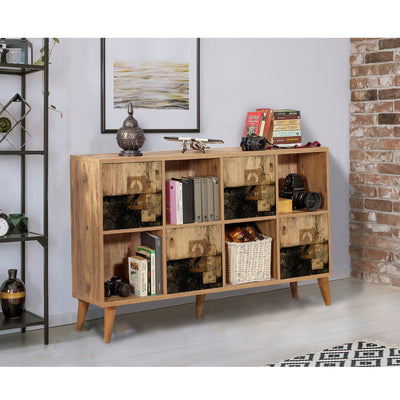 Mobile stile industriale con ante e vani a giorno cm 152x35x92h - vari colori