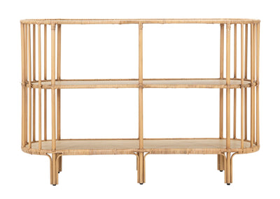 Consolle ovale con 3 ripiani per ingresso in legno e metallo effetto bambù cm 120x37x80h