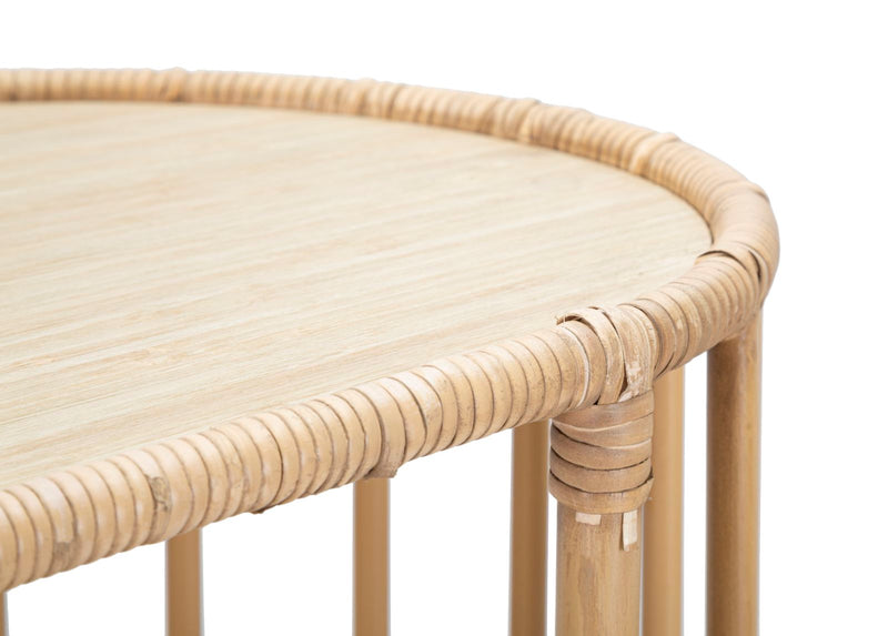 Consolle ovale con 3 ripiani per ingresso in legno e metallo effetto bambù cm 120x37x80h