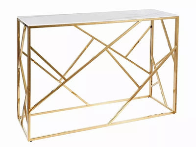 Consolle da ingresso elegante con piano in vetro struttura oro cm 120x40x78h - vari colori