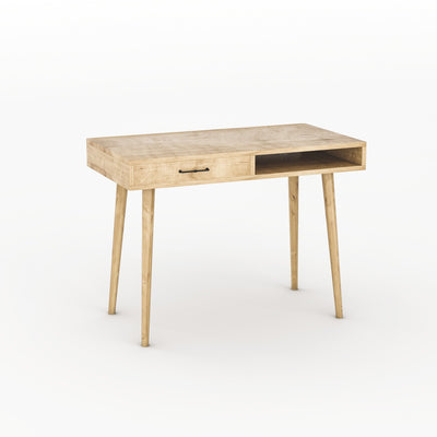 Consolle scrivania con cassetto e vano in legno colore naturale cm 105x55x79h