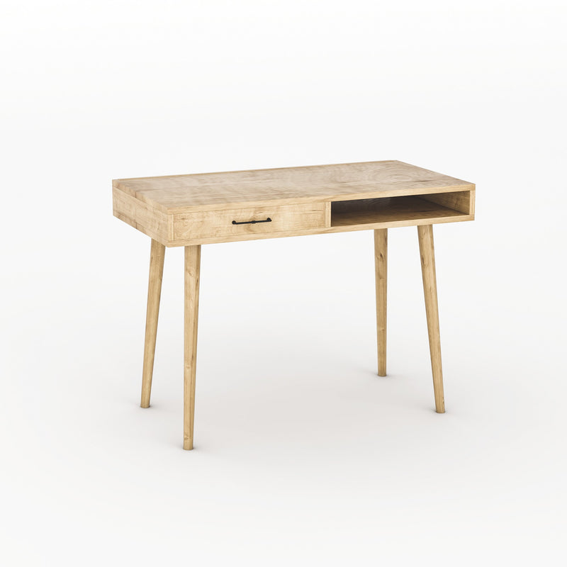 Consolle scrivania con cassetto e vano in legno colore naturale cm 105x55x79h
