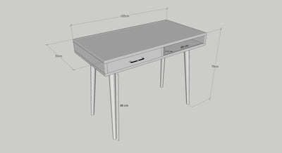Consolle scrivania con cassetto e vano in legno colore naturale cm 105x55x79h