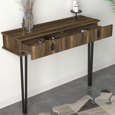 Consolle in legno e metallo moderna in legno con cassetti cm 120x36x90h