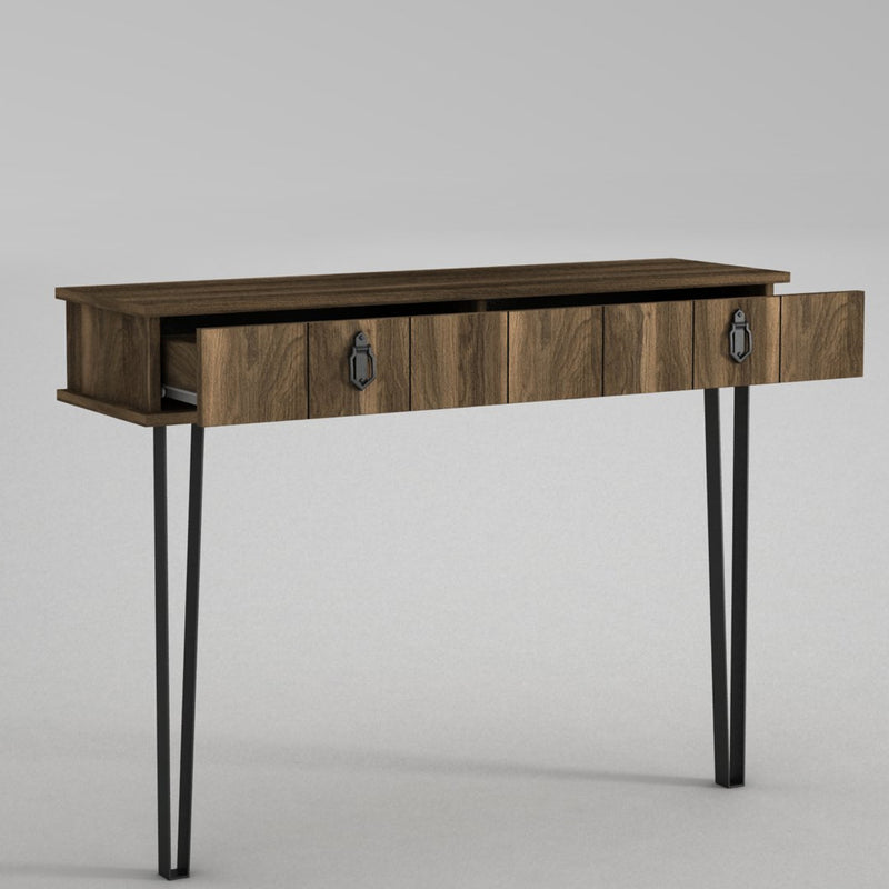 Consolle in legno e metallo moderna in legno con cassetti cm 120x36x90h