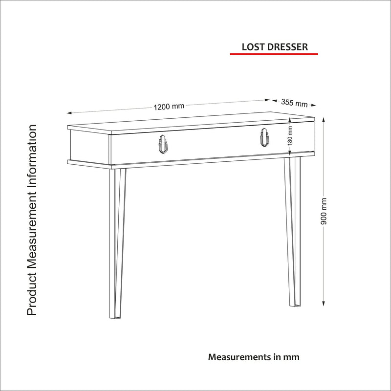 Consolle in legno e metallo moderna in legno con cassetti cm 120x36x90h