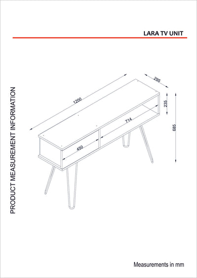 Consolle porta tv con vano e anta in legno colore noce gambe in metallo cm 120x30x68h