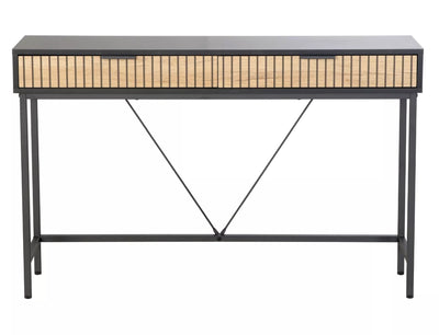 Consolle da ingresso o scrivania da studio colore nero e rovere chiaro a strisce cm 120x48x76h