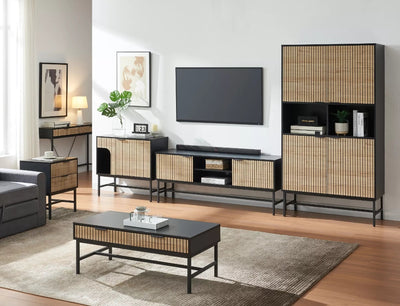 Consolle da ingresso o scrivania da studio colore nero e rovere chiaro a strisce cm 120x48x76h