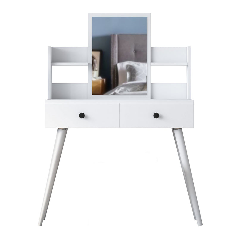 Consolle toilette con specchio 2 cassetti colore bianco opaco cm 103x40x112h