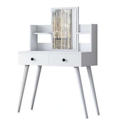 Consolle toilette con specchio 2 cassetti colore bianco opaco cm 103x40x112h