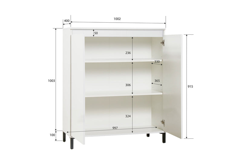 Mobile living 2 ante alto moderno bianco lucido cm 100x40x110h - vari colori