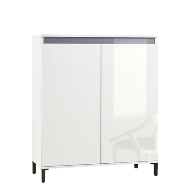 credenza moderna alta 2 ante bianco lucido fascia colora antracite