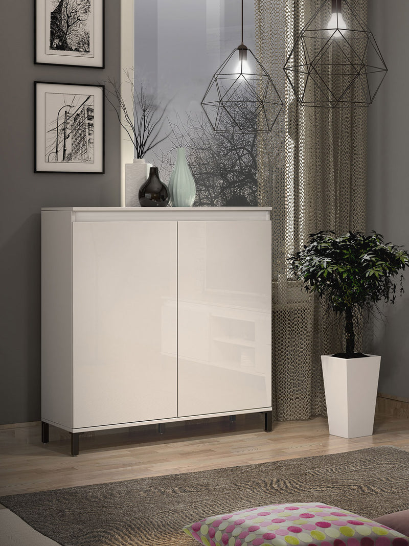 Mobile living 2 ante alto moderno bianco lucido cm 100x40x110h - vari colori