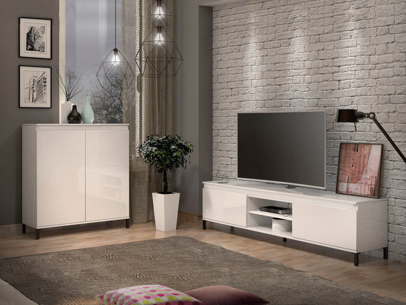 Mobile living 2 ante alto moderno bianco lucido cm 100x40x110h - vari colori