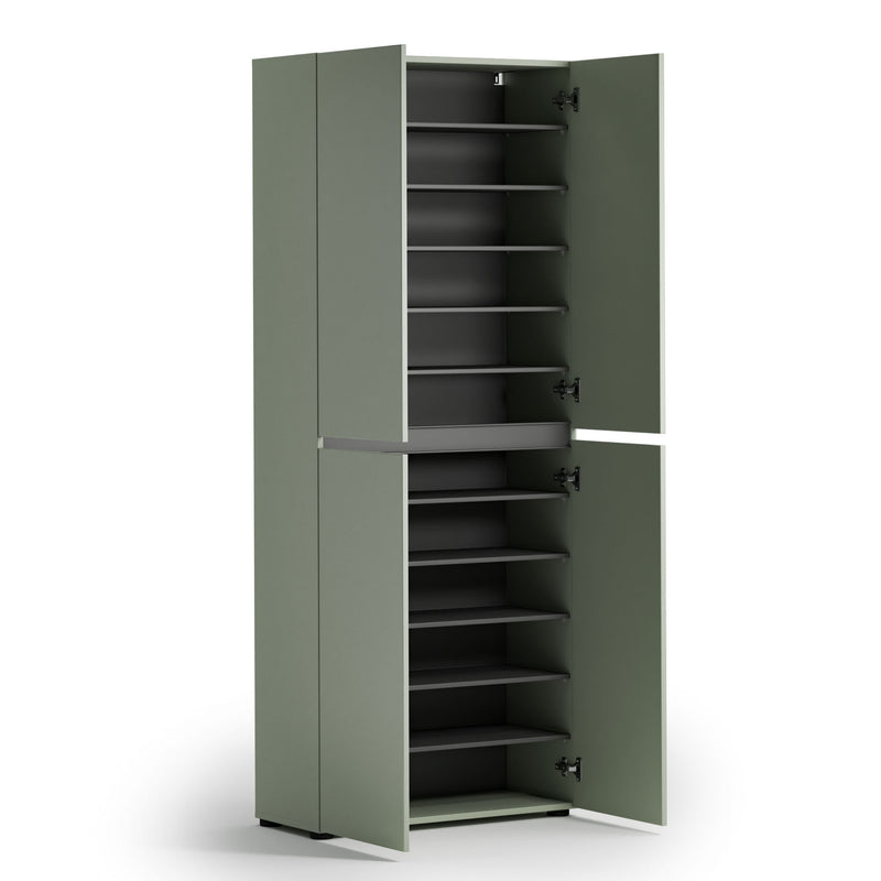 Armadio scarpiera 4 ante design moderno verde salvia opaco cm 80x34x200h