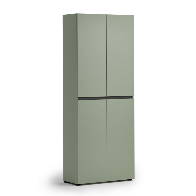 Armadio scarpiera 4 ante design moderno verde salvia opaco cm 80x34x200h