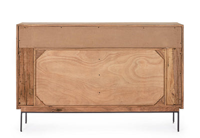 Credenza Industriale con 2 assetti  e 2 ante in legno di acacia e illuminazione LED cm 145x40x94h