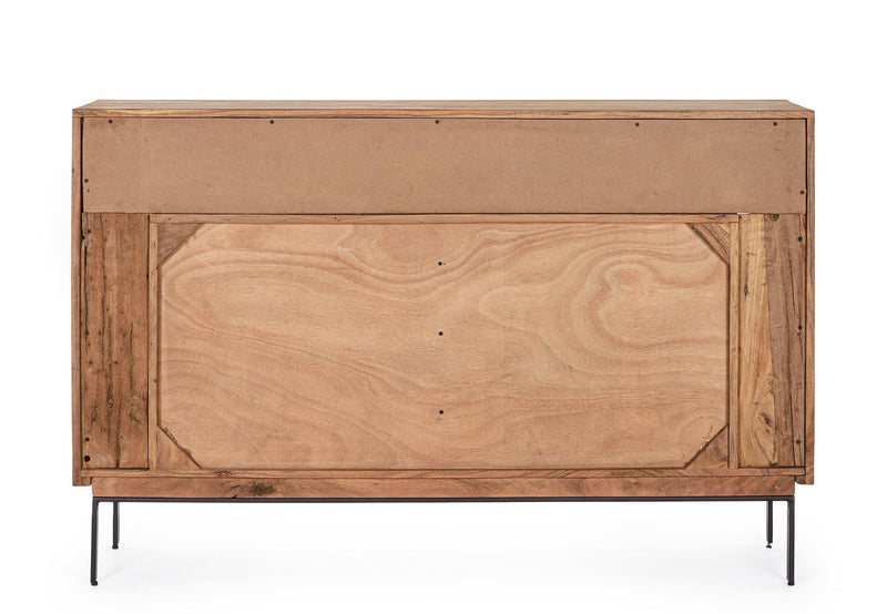 Credenza Industriale con 2 assetti  e 2 ante in legno di acacia e illuminazione LED cm 145x40x94h