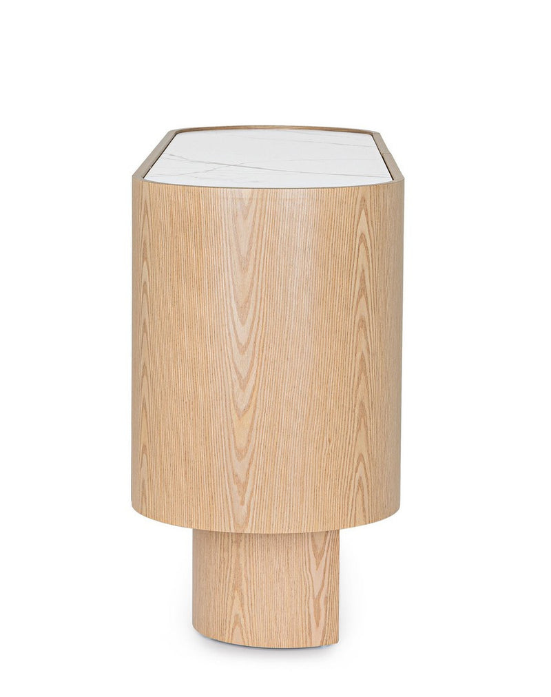 Madia moderna con angoli tondi in legno con piano in pietra naturale cm 160x45x80h