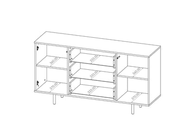 Credenza design nero e oro 2 ante e cassetti effetto cannettato cm 151x41x80h