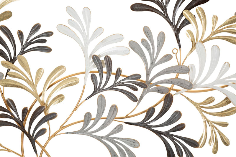 Decorazione moderna per parete in metallo con foglie cm 130x7x70h