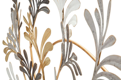 Decorazione moderna per parete in metallo con foglie cm 130x7x70h