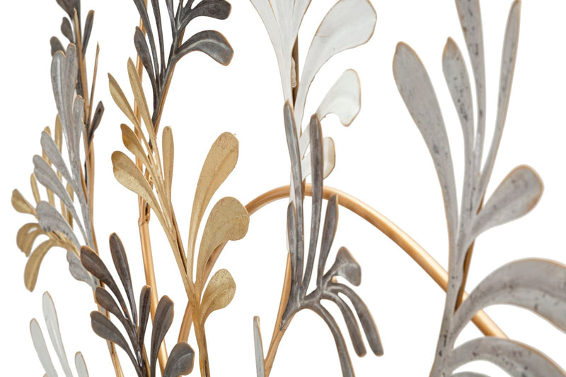 Decorazione moderna per parete in metallo con foglie cm 130x7x70h