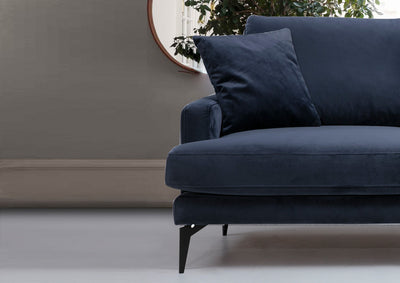 Divano design imbottito biposto rivestito in tessuto cm 175x88x90h - vari colori