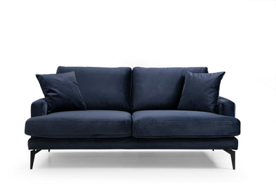 Divano design imbottito biposto rivestito in tessuto cm 175x88x90h - vari colori