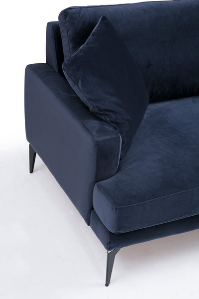 Divano design imbottito biposto rivestito in tessuto cm 175x88x90h - vari colori