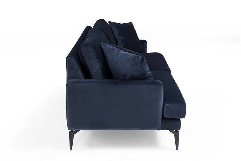 Divano design imbottito biposto rivestito in tessuto cm 175x88x90h - vari colori
