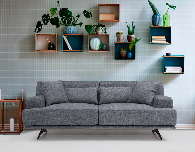 divano moderno 2 posti in tessuto grigio design originale