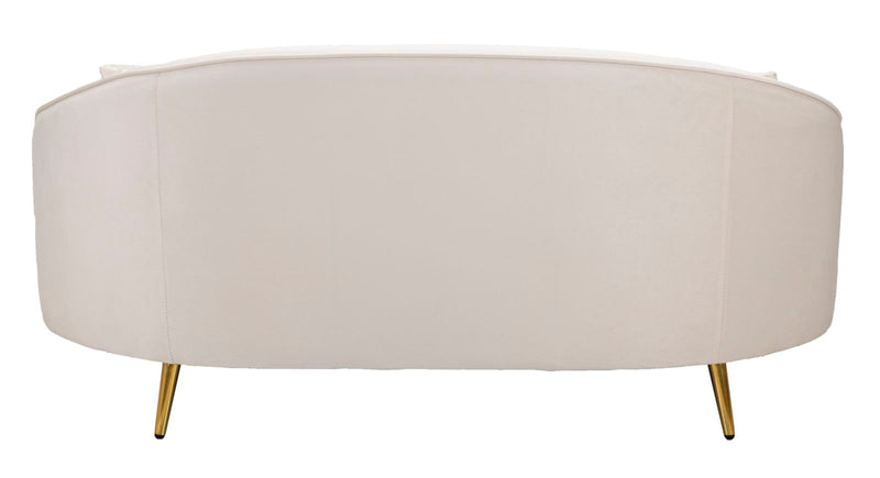 Divano design 2 posti rivestito in tessuto con cuscini cm 148x84x68h - vari colori