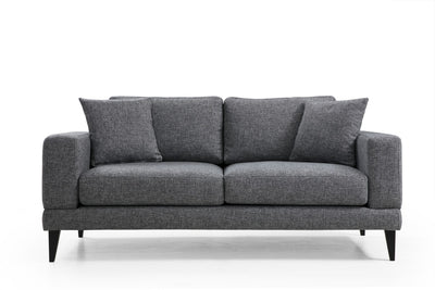 Divano living moderno 2 posti in tessuto colore grigio cm 180x90x85h