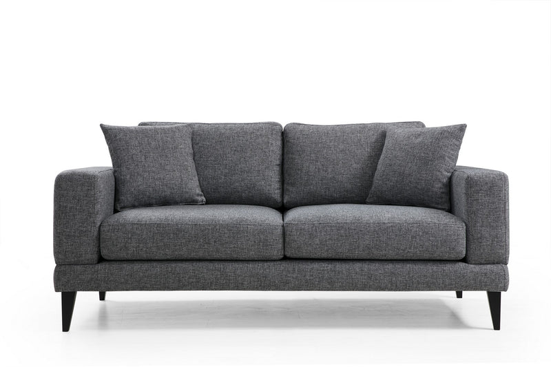 Divano living moderno 2 posti in tessuto colore grigio cm 180x90x85h
