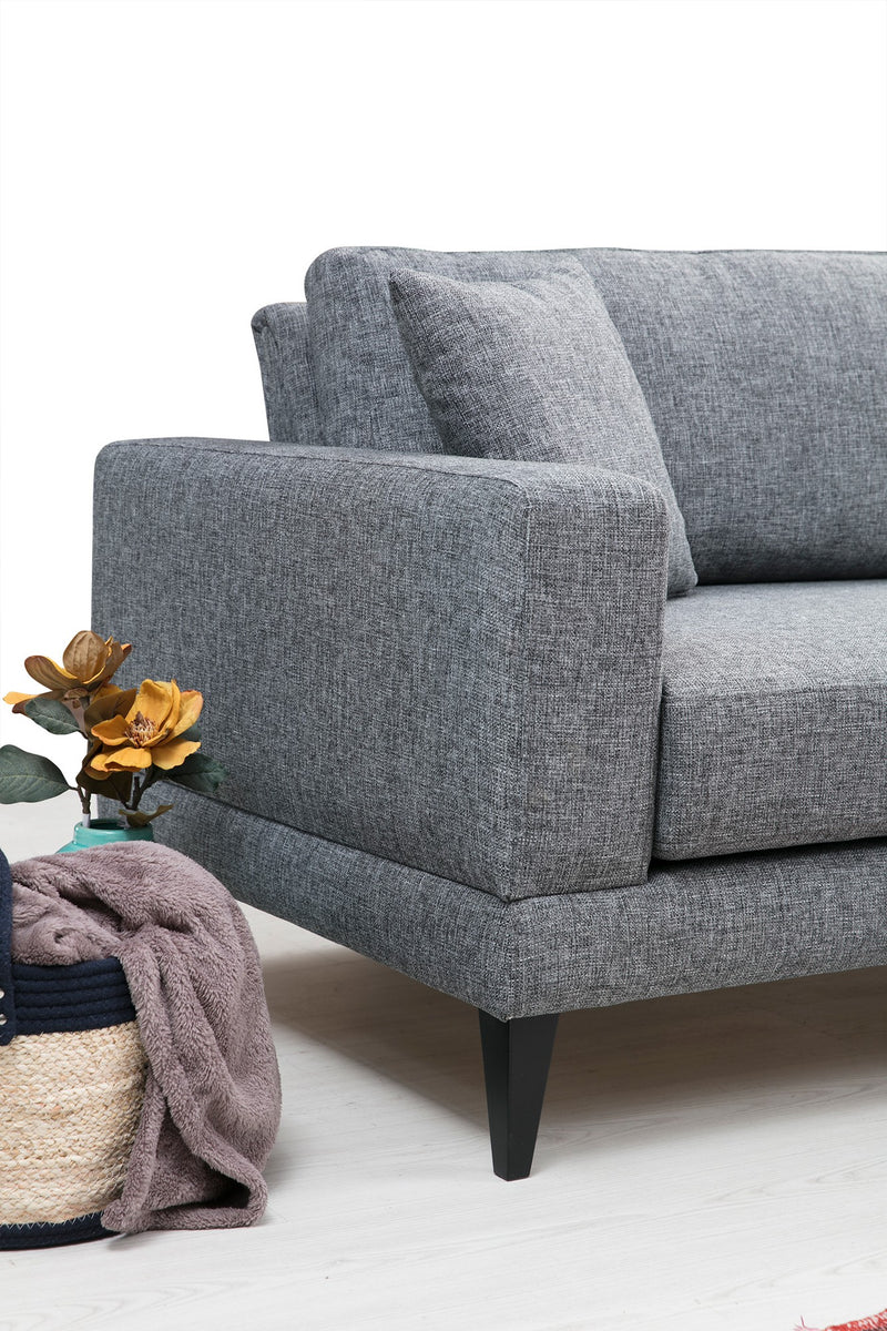 Divano living moderno 2 posti in tessuto colore grigio cm 180x90x85h