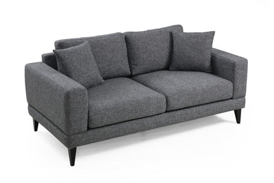Divano living moderno 2 posti in tessuto colore grigio cm 180x90x85h