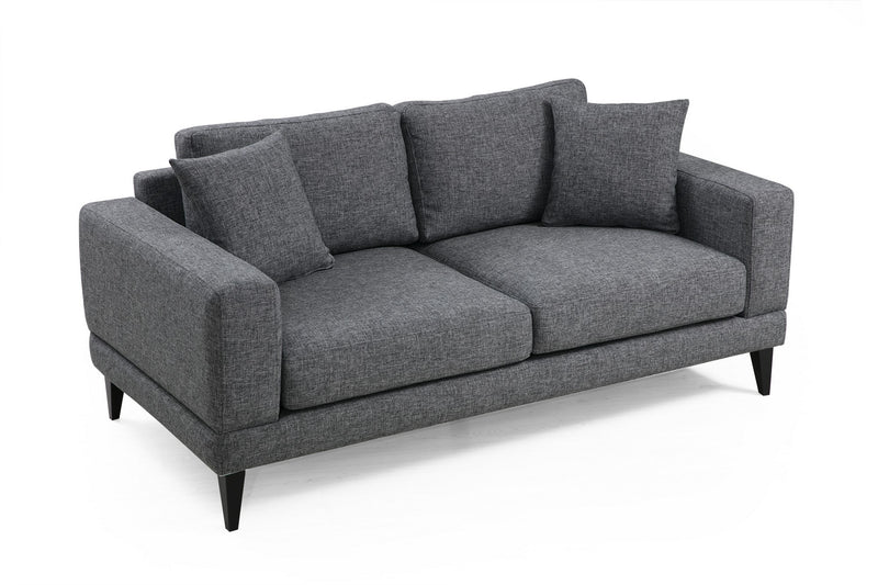 Divano living moderno 2 posti in tessuto colore grigio cm 180x90x85h