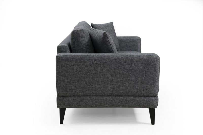 Divano living moderno 2 posti in tessuto colore grigio cm 180x90x85h