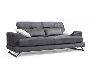 Divano imbottito 3 posti soggiorno colore antracite cm 225x92x79h