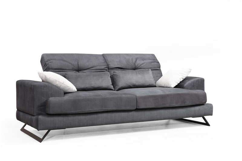 Divano imbottito 3 posti soggiorno colore antracite cm 225x92x79h