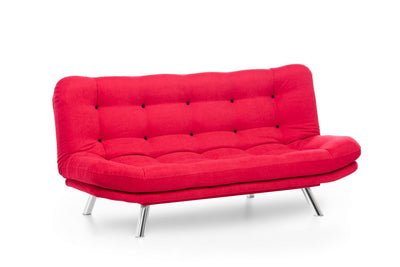 Divano soggiorno da 3 posti in tessuto rosso trasformabile in letto cm 200x105x95h