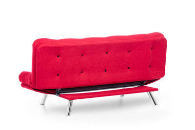 Divano soggiorno da 3 posti in tessuto rosso trasformabile in letto cm 200x105x95h