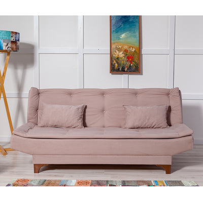 divano design moderno 3 posti letto in tessuto velluto rosa antico