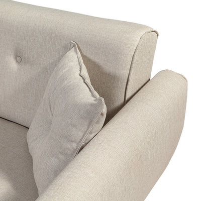 Divano 3 posti con penisola angolare reversibile in tessuto crema cm 277x175x86h