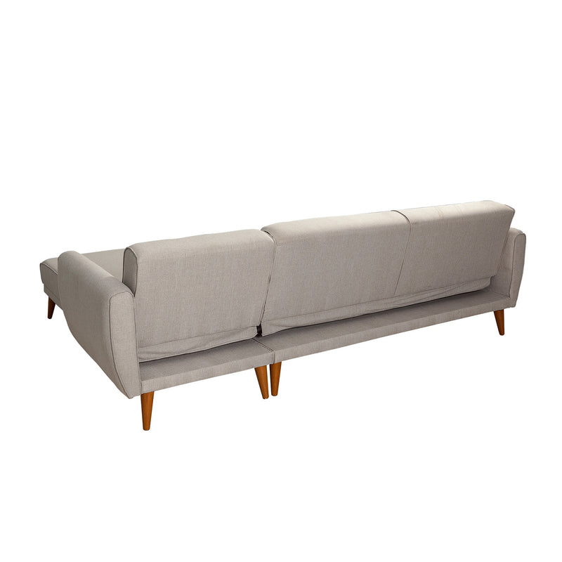 Divano 3 posti con penisola angolare reversibile in tessuto crema cm 277x175x86h