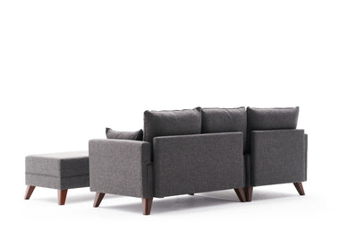 Divano letto angolare moderno con penisola rivestito in tessuto cm 205x140x85h - vari colori