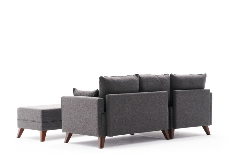Divano letto angolare moderno con penisola rivestito in tessuto cm 205x140x85h - vari colori